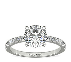 Petite Pavé Diamond Engagement Ring in Platinum (1/4 ct. tw.)